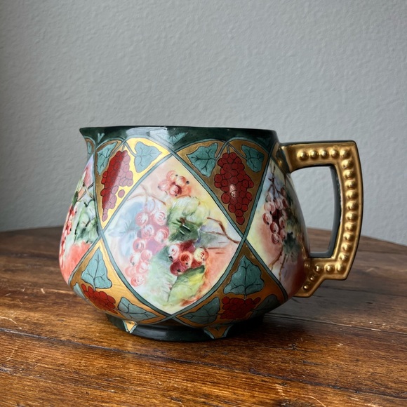 Antique JP Limoges France Handpainted Grape Motif Cider Pitcher - Picture 4 of 12